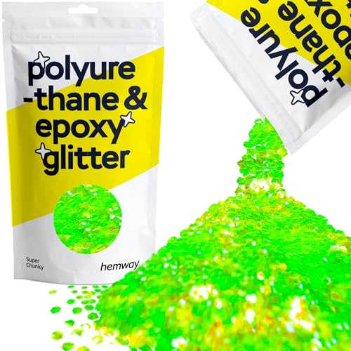 Resin Glitter Fluorescent Green 100g Super Chunky (3.5 Ounce)