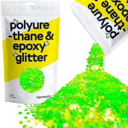 Resin Glitter Fluorescent Green 100g Super Chunky (3.5 Ounce)