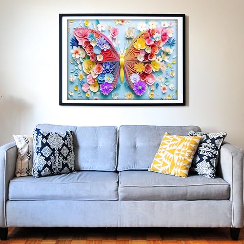 Colorful Vibrant Flower Butterfly 500 Pieces Large Format Jigsaw Puzzle