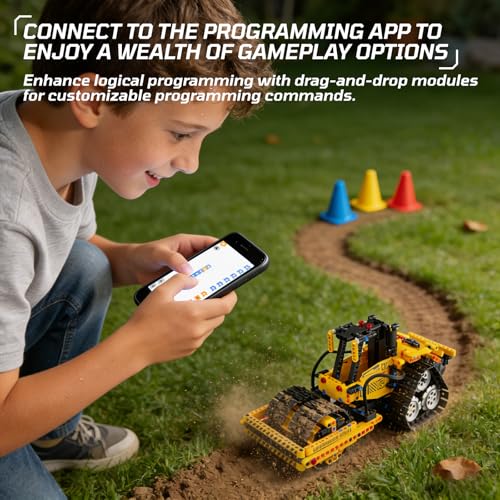 5-in-1 Building Toys STEM Robotics Kits - Remote-Controlled Excavator Engineering Kit for Kids Ages 8-16 with 535 Pieces, DIY Educational Science Kits Gift for Boys & Girls