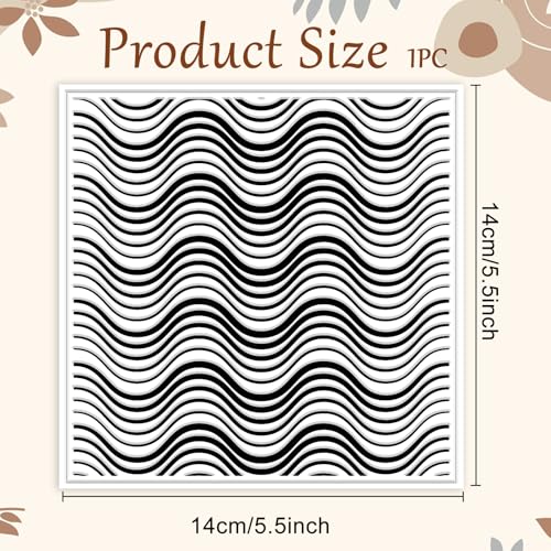 Wavy Lines Pattern Polymer Clay Texture Sheet Modern Gradient Art Lines Silicone Texture Mat for Polymer Clay Making Earrings Jewelry DIY Crafts 5.5 × 5.5 Inch