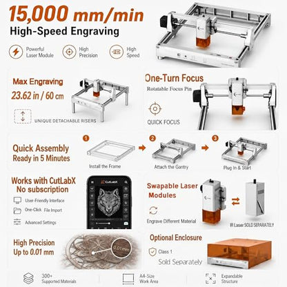 Laser Engraver 12W Laser Engraving Machine for Wood Metal Acrylic Glass Stone