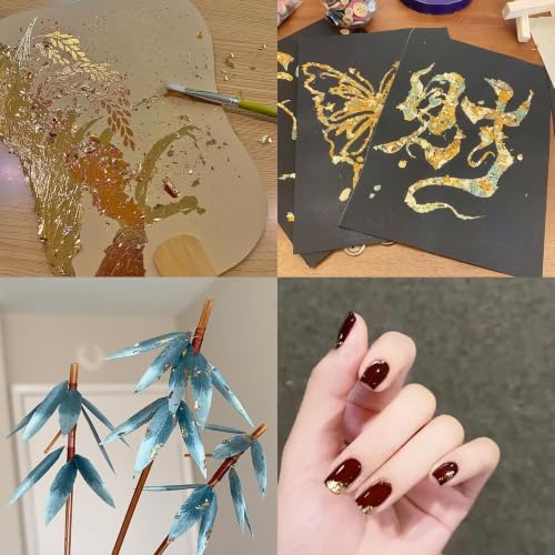 Gold Leaf Sheets for Art 300Pcs Hot Pink Gold Foil