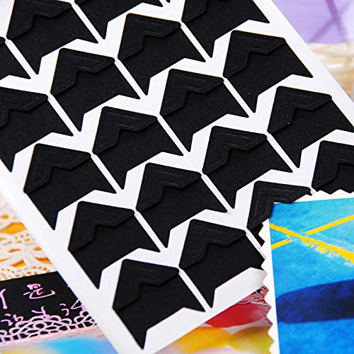 10 Sheet (240-pack) Photo Corners Self Adhesive PVC Paper Photo Foto Corner Stickers for Scrapbooking Personal Journal (Style2-10sheet Black) (240 Count)