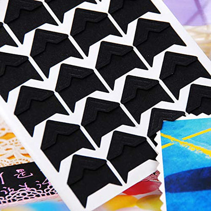 10 Sheet (240-pack) Photo Corners Self Adhesive PVC Paper Photo Foto Corner Stickers for Scrapbooking Personal Journal (Style2-10sheet Black) (240 Count)