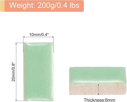 MECCANIXITY 200g Ceramic Mosaic Tiles for Crafts Bulk, Rectangle Light Green Ceramic Tiles for Mosaic Kits Garden Stepping Stone Cup Mat