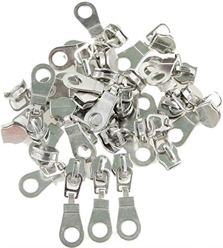5 Silver Metallic Nylon Coil Zippers by The Yard Bulk 10 Yards Red Tape with 25pcs Silver Sliders for DIY Sewing Tailor Craft Bag