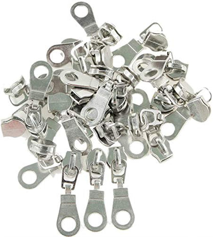 5 Silver Metallic Nylon Coil Zippers by The Yard Bulk 10 Yards Red Tape with 25pcs Silver Sliders for DIY Sewing Tailor Craft Bag