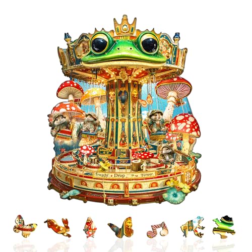 Frog Drop Tower Puzzles Adults Gifts for Women Men Wooden 215 Pieces 13.4 * 10.8in