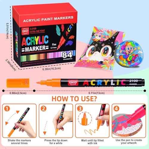 84 Colors Acrylic Paint Markers and ACRYLIAC PAINT PENS for Rock (84 Count)