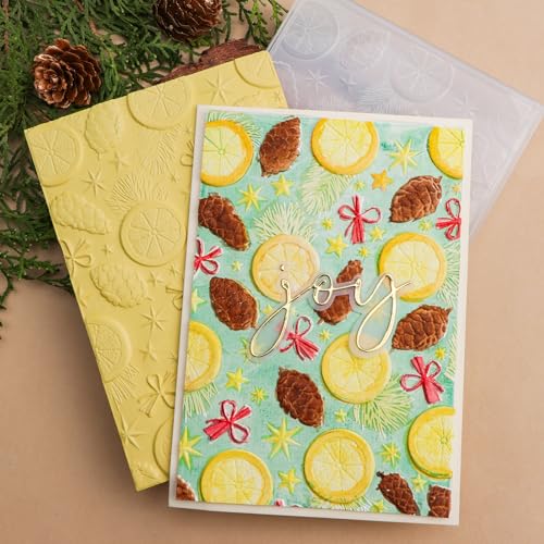 3D Christmas Theme Plastic Embossing Folders Lemon Pine Nut for DIY Scrapbooking Photo Album Card Paper Craft Decoration for Card Making