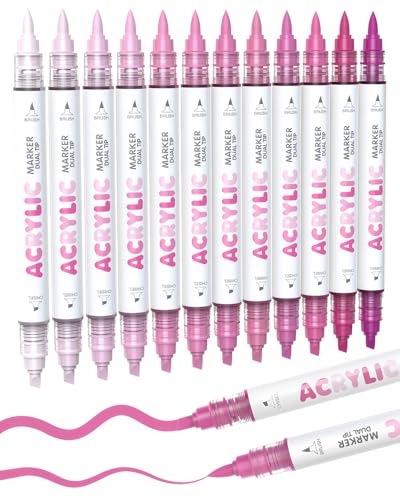 12 Pink Dual Tip Acrylic Paint Markers (12 Count)
