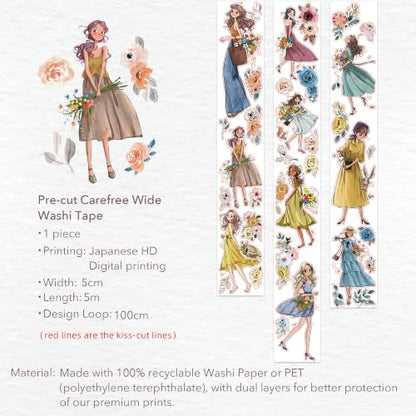 Pre Cut Carefree Wide Washi Tape