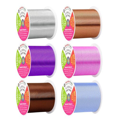22 GA Blue Pink Brown Assorted Anodized Aluminum Craft Wire (450 Foot)