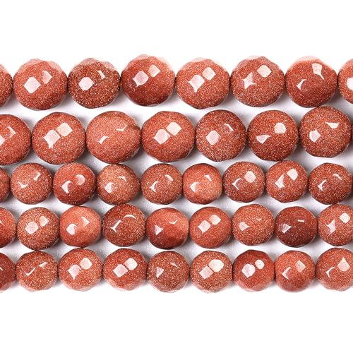 60pcs 6mm Natural Gold Sandstone Beads Faceted Stone Energy Healing Beads for Jewelry MakingDIY Bracelet Necklace Accessories 15"