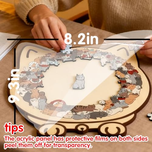 135 Piece Colored Cat Shaped Wooden Jigsaw Puzzle (135 Count)