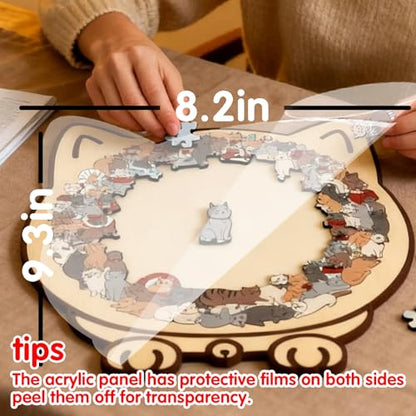 135 Piece Colored Cat Shaped Wooden Jigsaw Puzzle (135 Count)