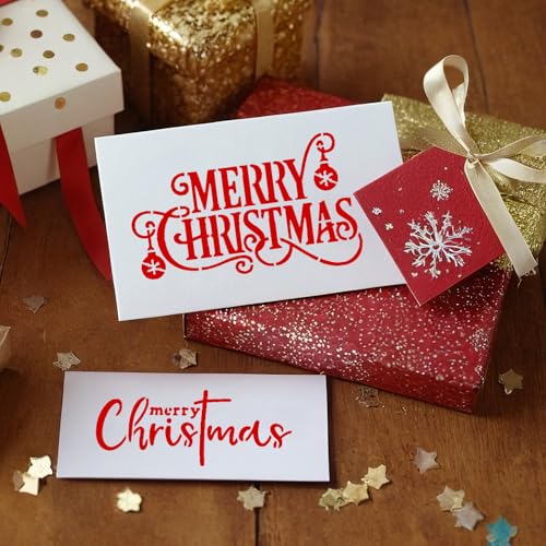 Christmas Stencils for Crafts Reusable 4" Holiday Stencils for Card Making (20 Count)