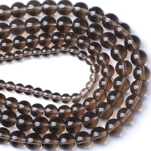 180pcs 4MM Smoky Glass Beads Round Loose Crystal Energy Beads for Jewelry Making DIY Bracelet Necklace 2 Strands 32"