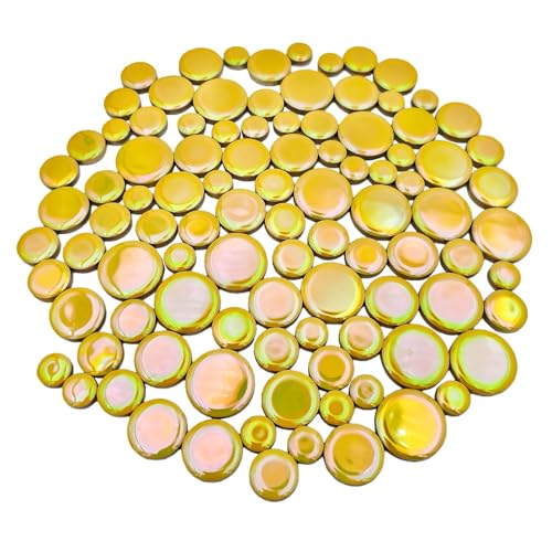 200g Iridescent Round Mosaic Tiles for Crafts Bulk (90 Count)