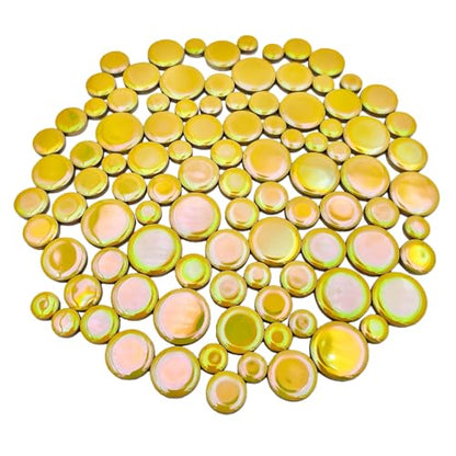 200g Iridescent Round Mosaic Tiles for Crafts Bulk (90 Count)