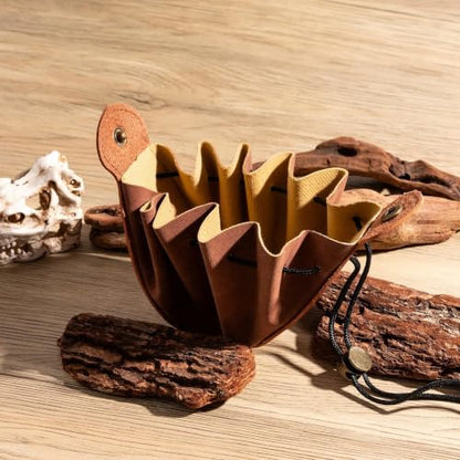 Brown Drawstring Dice Bag and Rolling Tray