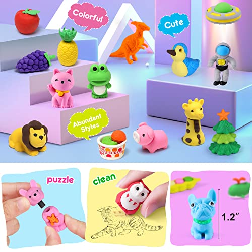 140 Animal Erasers Bulk (140 Count)