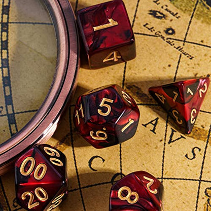 7PCS Polyhedral DND Dice Set Red Black Dice for Role Playing Games