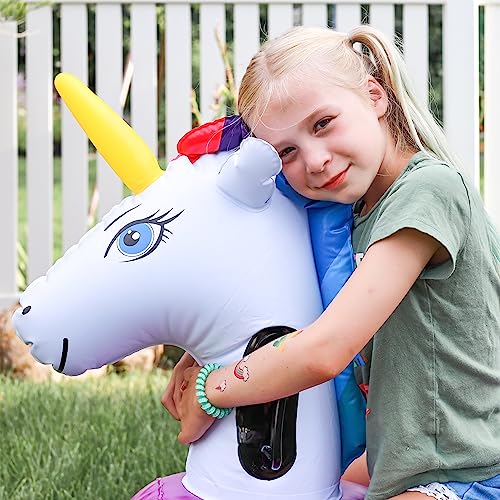 Hop N Go Inflatable Unicorn Riding Bouncy Hopping Toys for Kids Ages 5+