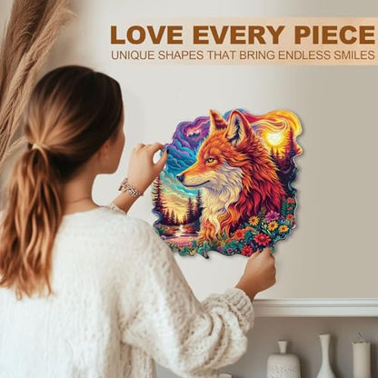Colorful Star Wolf Puzzles Adults Gifts for Women Men Wooden 200 Pieces 11.4 * 11.4in