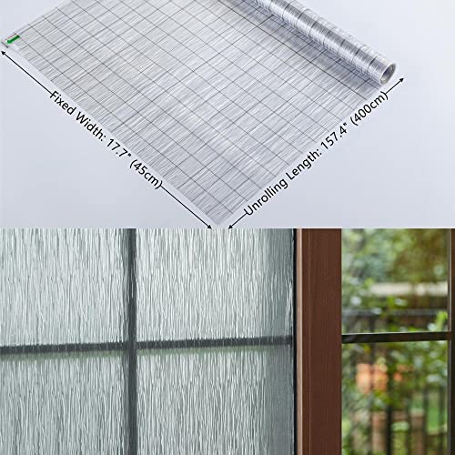 Frosted Window Privacy Film Non Adhesive Window Cling Removable Glass Covering Clear Water Opaque Window Film for Home Anti UV 17.7x157.4 inches (19.34 Sq Ft)