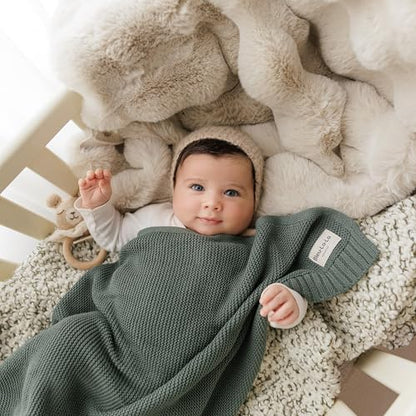 100% Organic Cotton Heritage Knit Textured Baby Quilt Blanket