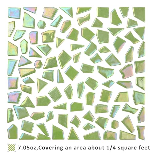 Iridescent Glass Mosaic Tiles for Crafts Bulk (7.05 Ounce)