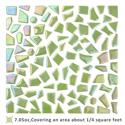 Iridescent Glass Mosaic Tiles for Crafts Bulk (7.05 Ounce)
