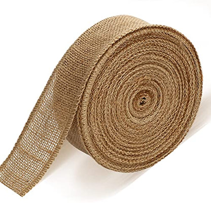 20 Yard 2 Inches Burlap Ribbon Wide Jute Ribbon Natural Burlap Fabric Roll Wired Edge for Wreaths