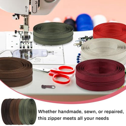 31 Yards 10 PCS Sewing Zippers #3 Nylon Coil Zippers Assorted Zipper for Sewing with 40 Zipper Sliders for DIY Tailor Sewing Crafts Supplies