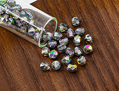 1.76oz Faceted Fire Polished Round Glass Beads 4mm (550 Count)