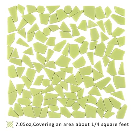 Lemon Green Glass Mosaic Tiles for Crafts Bulk (7.05 Ounce)