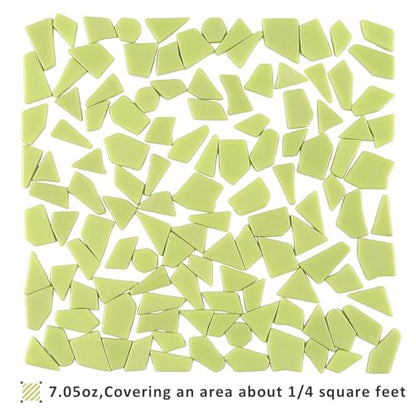 Lemon Green Glass Mosaic Tiles for Crafts Bulk (7.05 Ounce)