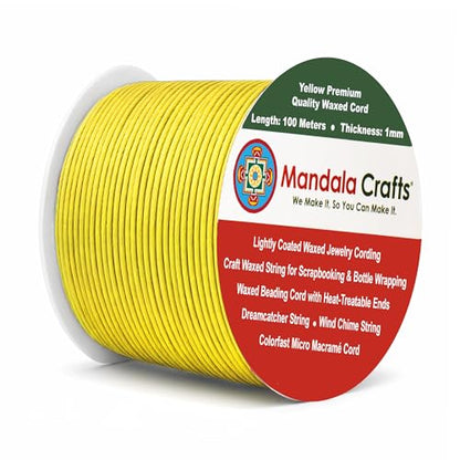 1mm Yellow Cotton Waxed Cord for Jewelry Making (327 Foot)