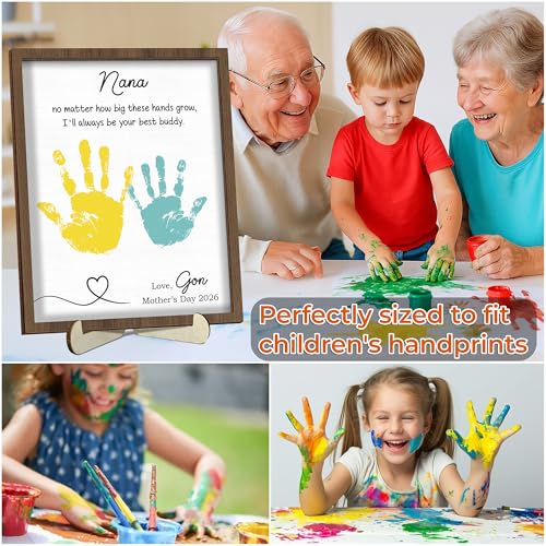 Personalized Handprint Wooden Sign for Mom Dad Grandma Nana