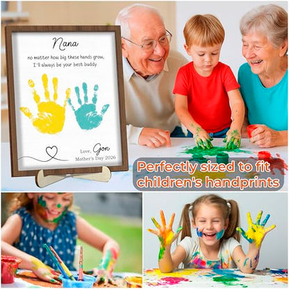 Personalized Handprint Wooden Sign for Mom Dad Grandma Nana