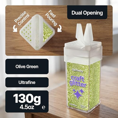 Craft Glitter Shaker Olive Green 130g Ultrafine (4.5 Ounce)