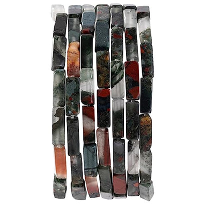 Natural Bloodstone Rectangle Tube Beads 4x13mm 38cm (28 Count)