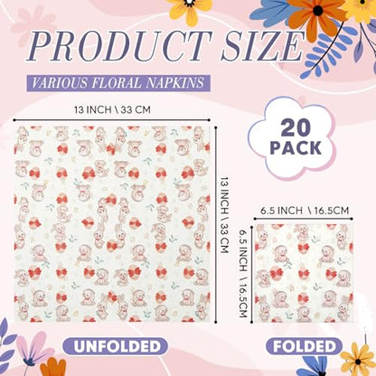 20 Pack Decoupage Napkins Floral Cocktail Decorative Paper Napkins (20 Count)