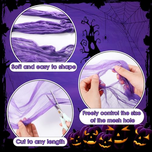 Halloween Cheese Cloth 85 x 394 Inch Purple Cheesecloth Roll for Crafts Large Cotton Muslin Gauze Fabric for Halloween Outdoor & Indoor Spooky Decoration