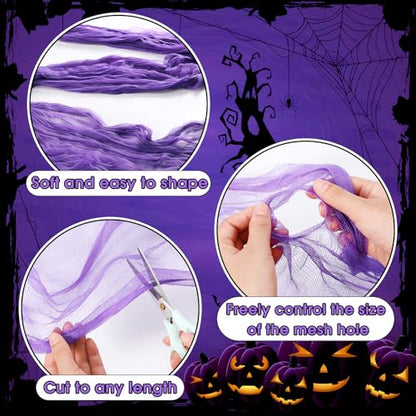 Halloween Cheese Cloth 85 x 394 Inch Purple Cheesecloth Roll for Crafts Large Cotton Muslin Gauze Fabric for Halloween Outdoor & Indoor Spooky Decoration