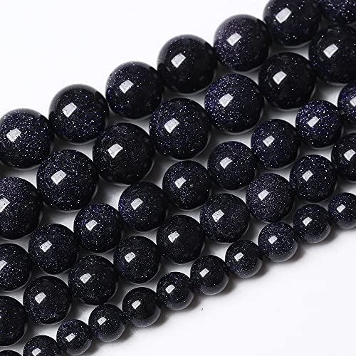 90PCS 4mm Starry Blue Sandstone Gemstone Beads Beads Natural Stone Round Loose Beads for Jewelry Making DIY Bracelet Necklace 15" Inch