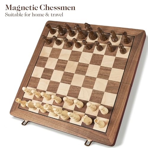 17" Magnetic Wooden Chess Set for Adults Kids