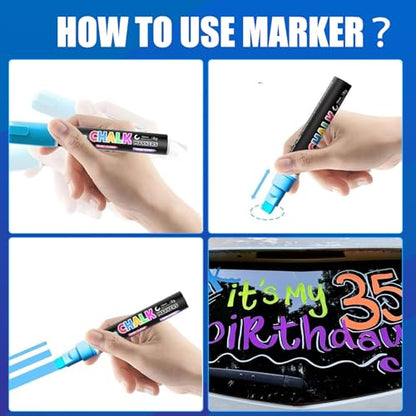 Window Chalk Markers for Cars Glass Washable (16 Count)